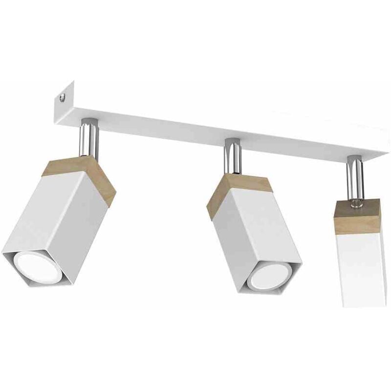 foto del prodotto lampada da soffitto solo in legno bianco segato patinato 3x mini gu10