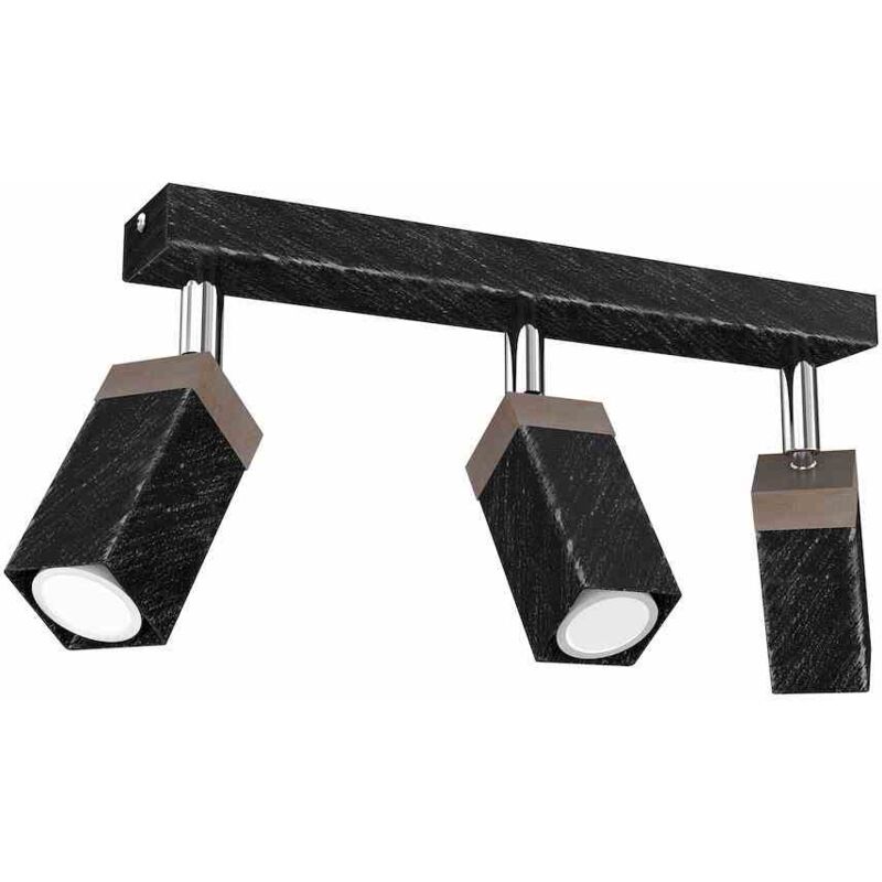 foto del prodotto lampada da soffitto solo sawn black legno patinato 3x mini gu10
