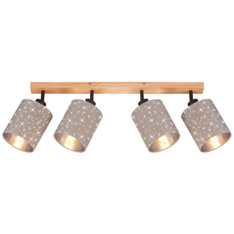 foto del prodotto lampada da soffitto spot 4xe27 25 w taupe metallo legno tessuto briloner