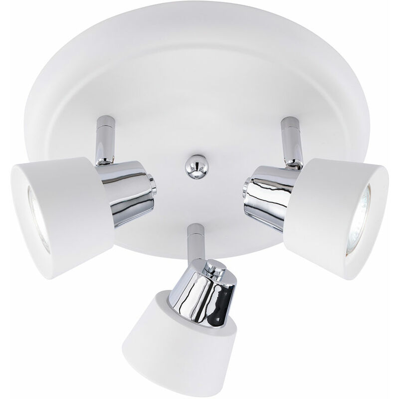 foto del prodotto lampada da soffitto spot rotondo lampada da camera da letto faretto da soffitto, faretti orientabili, metallo, argento bianco, 3x gu10, dxh 25x15 cm