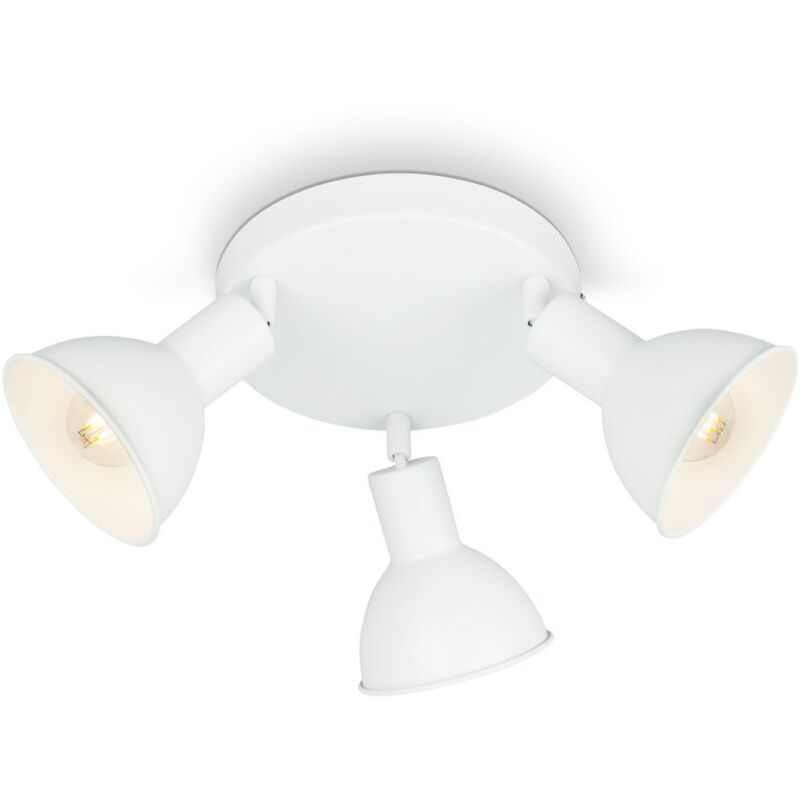 foto del prodotto lampada da soffitto spot vintage orientabile 3xe14 25w bianco 19cm briloner
