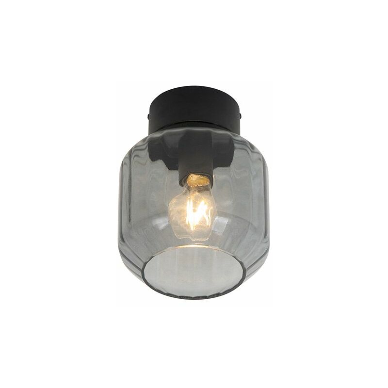 foto del prodotto lampada da soffitto stiklo moderno vetro,acciaio nero tondo max. 1 x watt qazqa