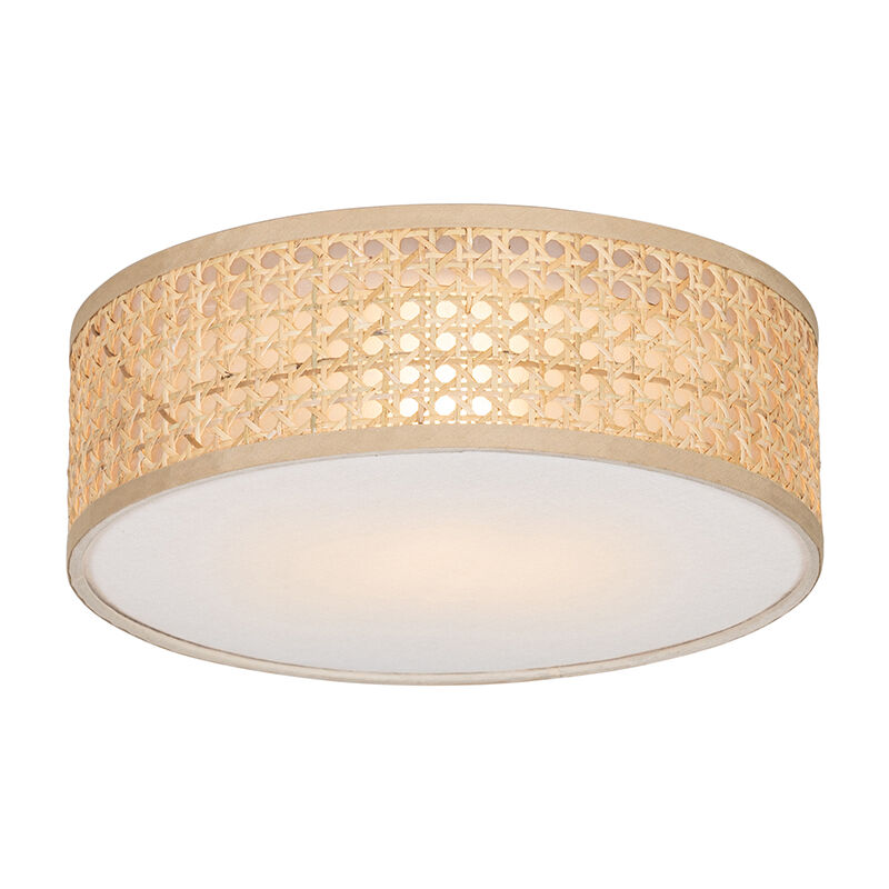 foto del prodotto lampada da soffitto tromma orientale malacca,lino,acciaio legno tondo e27 max. 1 x 7 watt qazqa