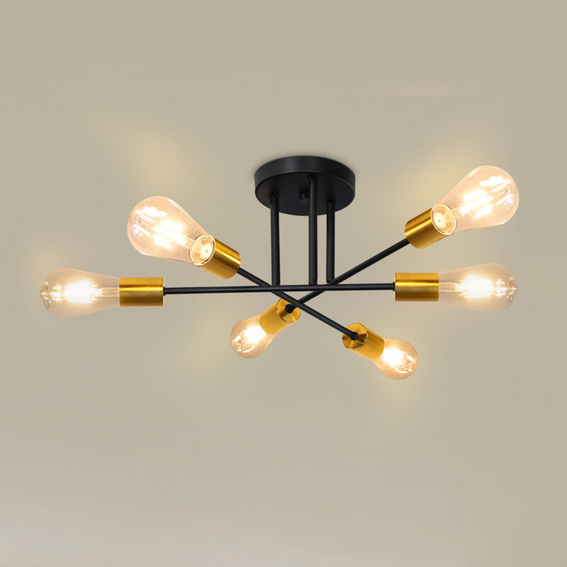 foto del prodotto lampada da soffitto vintage lampada da soffitto retr gbly 6 luci lampada da soggiorno industriale e27 lampada da camera da letto in metallo nero e