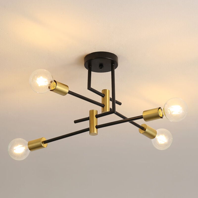 foto del prodotto lampada da soffitto vintage, plafoniere industriali e27 diametro 70 cm per camera da letto, cucina, corridoio, lampadari a led moderni 4 luci goeco