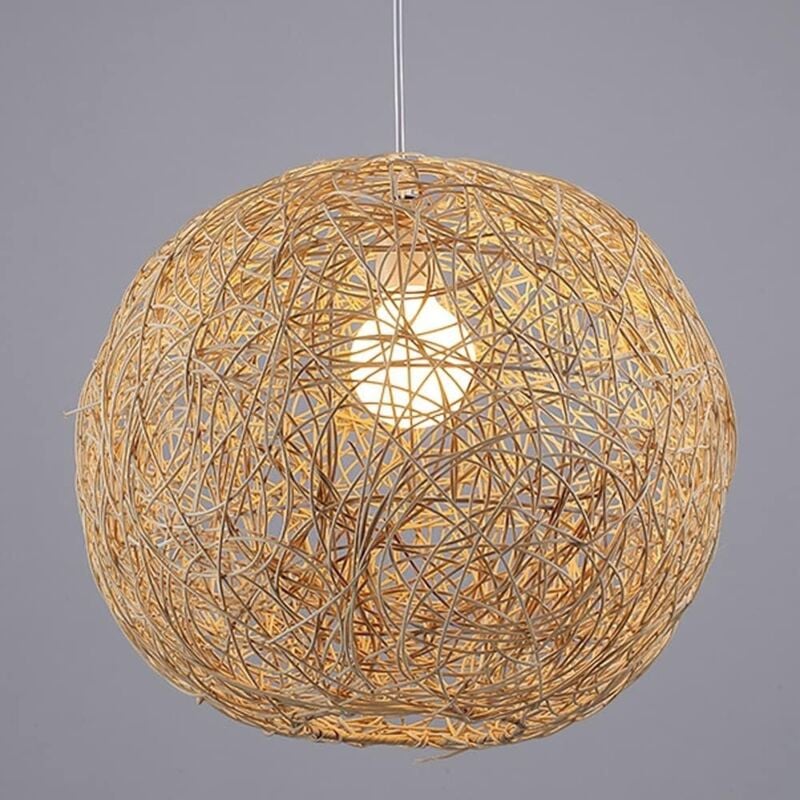 foto del prodotto lampada da soggiorno in fattoria con lampada a sospensione con paralume in vimini intrecciato e globo in rattan lampadari da soffitto con lanterna in