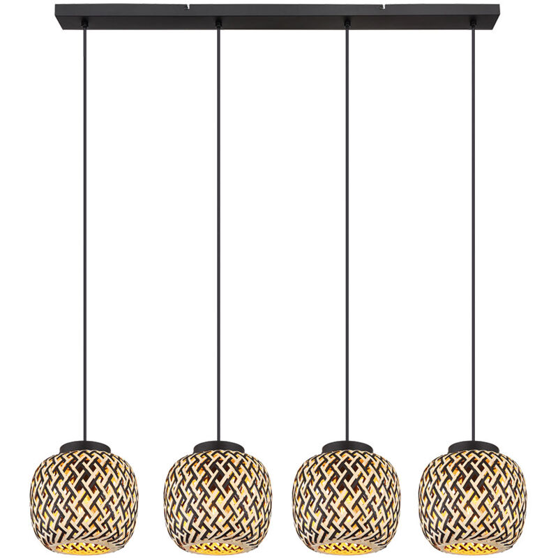 foto del prodotto lampada da soggiorno lampada a sospensione in stile boho lampada a sospensione in bamb lampada da tavolo da pranzo, in vimini, 4x prese e27, lxlxh