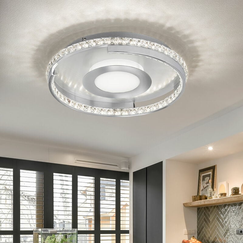 foto del prodotto lampada da soggiorno, lampada da soffitto, soggiorno, rotonda, lampada da camera da letto, dimmerabile, 3 livelli di dimmer, acciaio cromato, 1x led