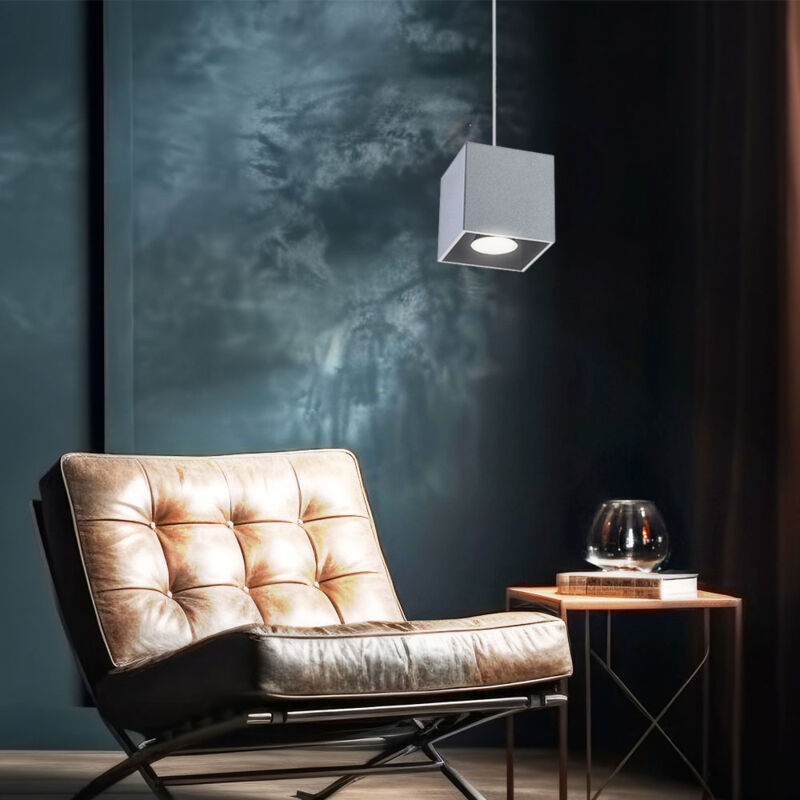 immagine 0 del prodotto lampada da soggiorno moderna lampada a sospensione a sospensione lampada a sospensione grigia da tavolo da pranzo, alluminio, 1x gu10, lxh 10x80 cm,