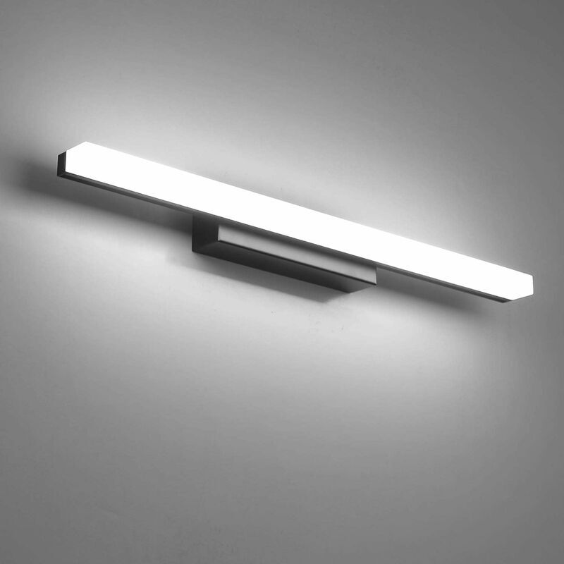 immagine 0 del prodotto lampada da specchio a led lampada da parete per bagno 40cm bianco freddo 9w 6000k lampada da bagno per interni nera illuminazione da bagno 800lm non