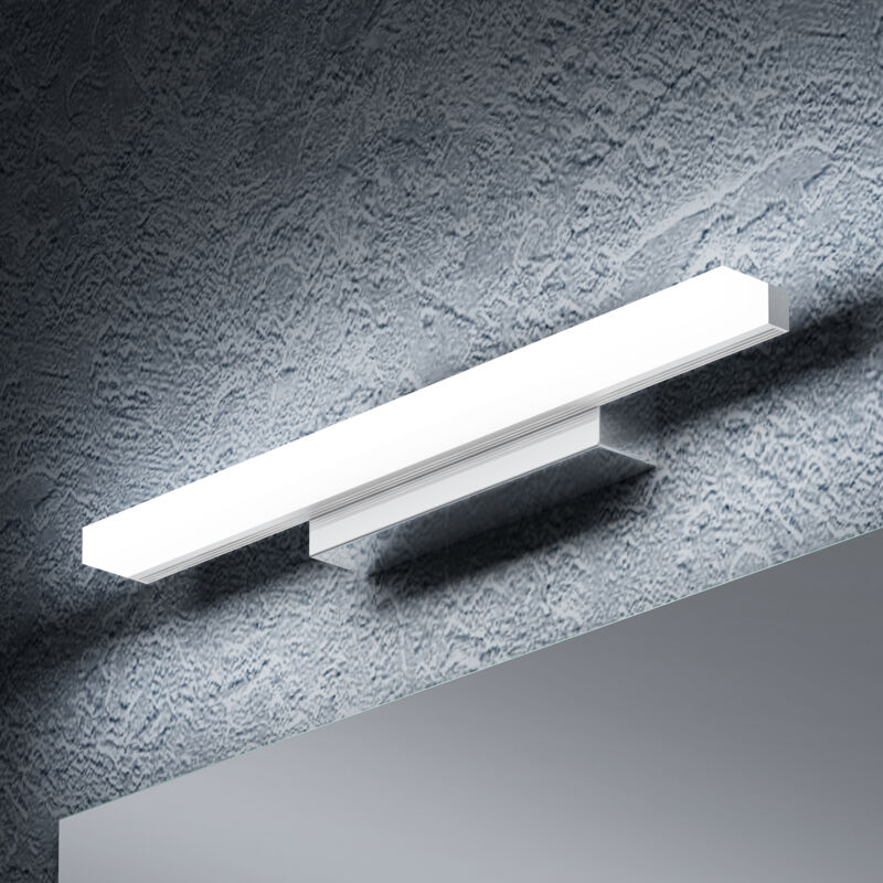 foto del prodotto lampada da specchio a led per bagno, applique specchio, applique murali, illuminazione da parete, luce per trucco, luce bianca cromo, 40cm, 9w, 6000k