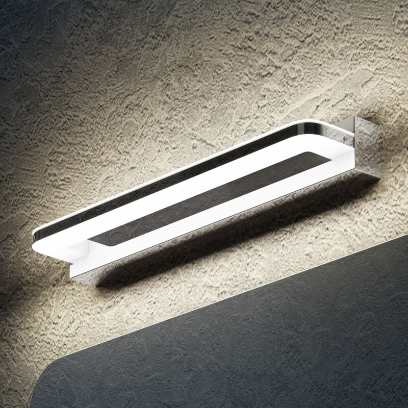 foto del prodotto lampada da specchio a led per bagno, applique specchio illuminazione da parete, luce per trucco, luce naturale cromo, 40cm, 9w, 4000k doporro