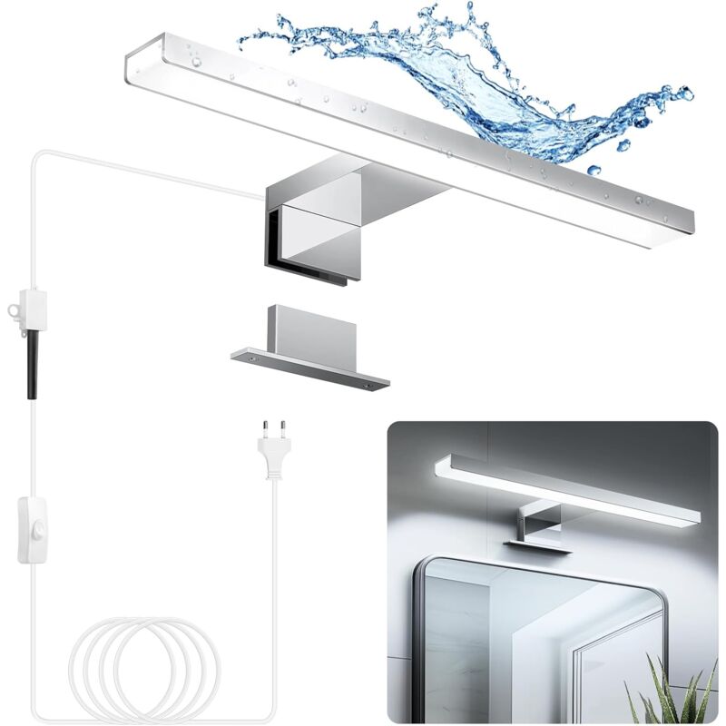 foto del prodotto lampada da specchio per bagno, 30 cm, bianco neutro 4000 k, led 5 w, 230 v, 500 lm, impermeabile, ip44, illuminazione per bagno, lampada da specchio