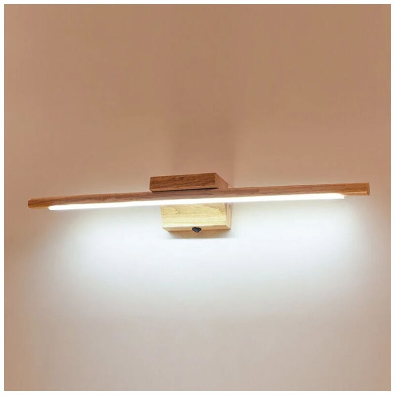 foto del prodotto lampada da specchio per bagno in legno con interruttore lampada da parete moderna a led per interni ip44 lampada da toeletta impermeabile specchio
