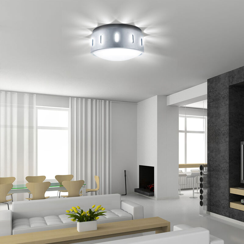 foto del prodotto lampada da superficie design lampada tonda illuminazione alluminio vetro bianco satinato eglo 89118