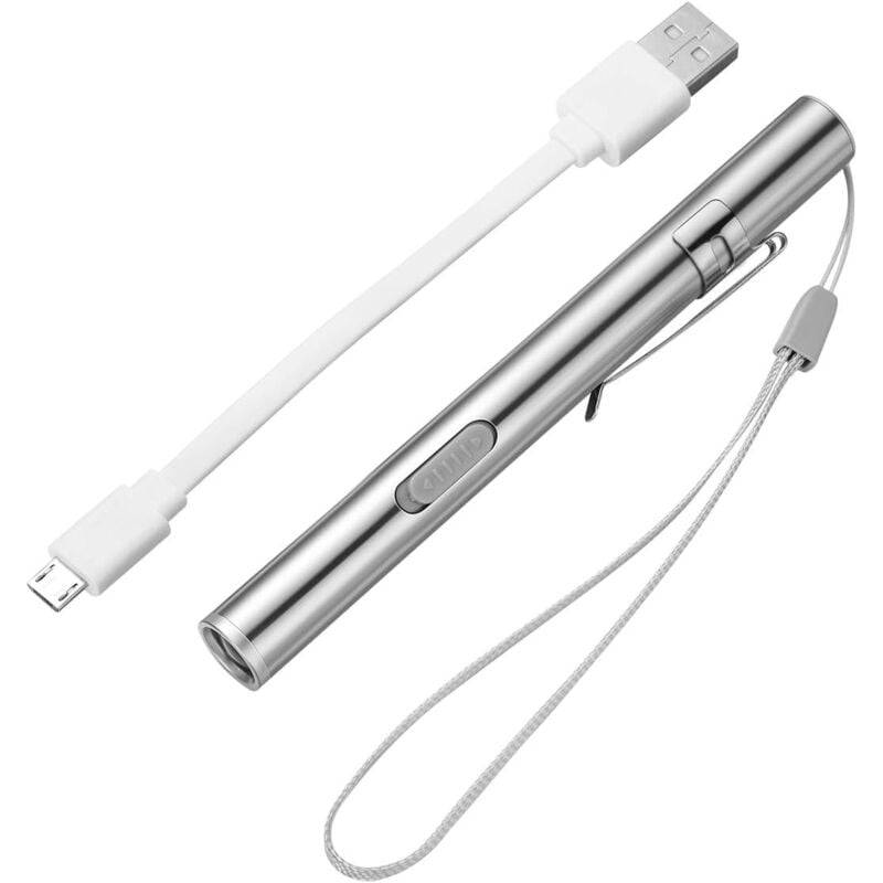 foto del prodotto lampada da tasca a led ricaricabile tramite usb stylo lumi re per infermiere stylo lumi re in acciaio inossidabile torcia per medici studenti medici