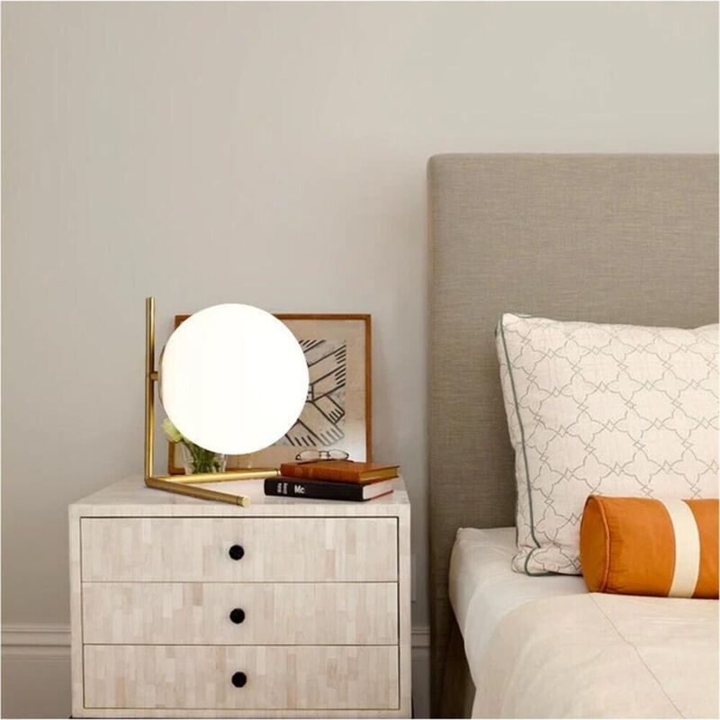 foto del prodotto lampada da tavolo 1 sfera in vetro lume supporto abat jour bronzo g9 d34