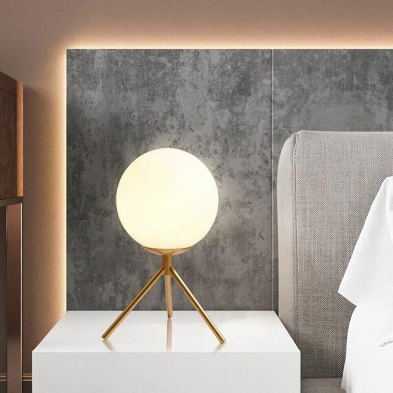 foto del prodotto lampada da tavolo 1 sfera in vetro lume supporto treppiedi abat jour bronzo d35