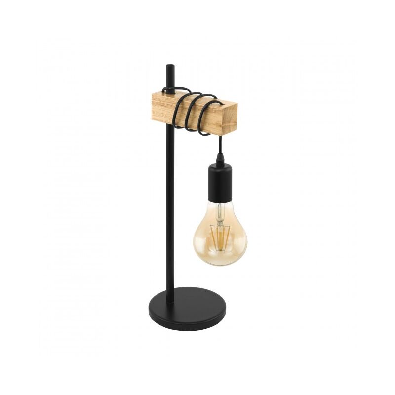 foto del prodotto lampada da tavolo 17,5x50 cm in metallo nero e supporto in legno eglo townshend