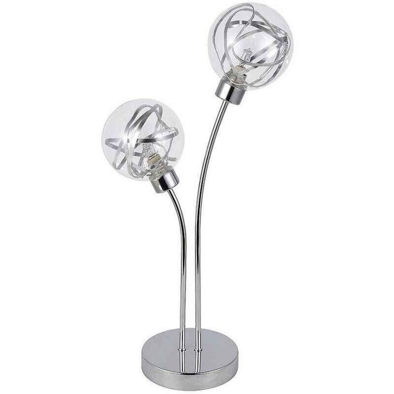 foto del prodotto lampada da tavolo 2 luci modello varanasi cromo fabrilamp