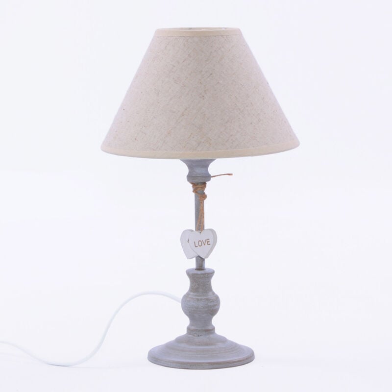 foto del prodotto lampada da tavolo 20xh33 cm in metallo con decorazione cuori grigio