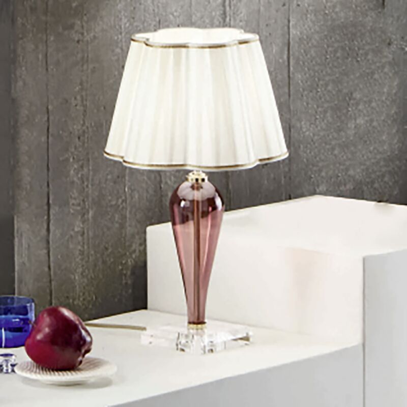 foto del prodotto lampada da tavolo 25x46 cm debussy luci in vetro lavorato a mano borgogna