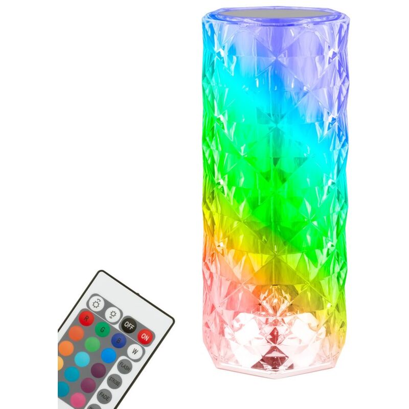 foto del prodotto lampada da tavolo a batteria rgb led, ottica cristallo, trans