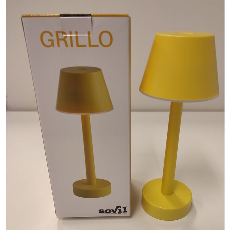 foto del prodotto lampada da tavolo a batteria ricaricabile led colorata grillo sovil colore giallo