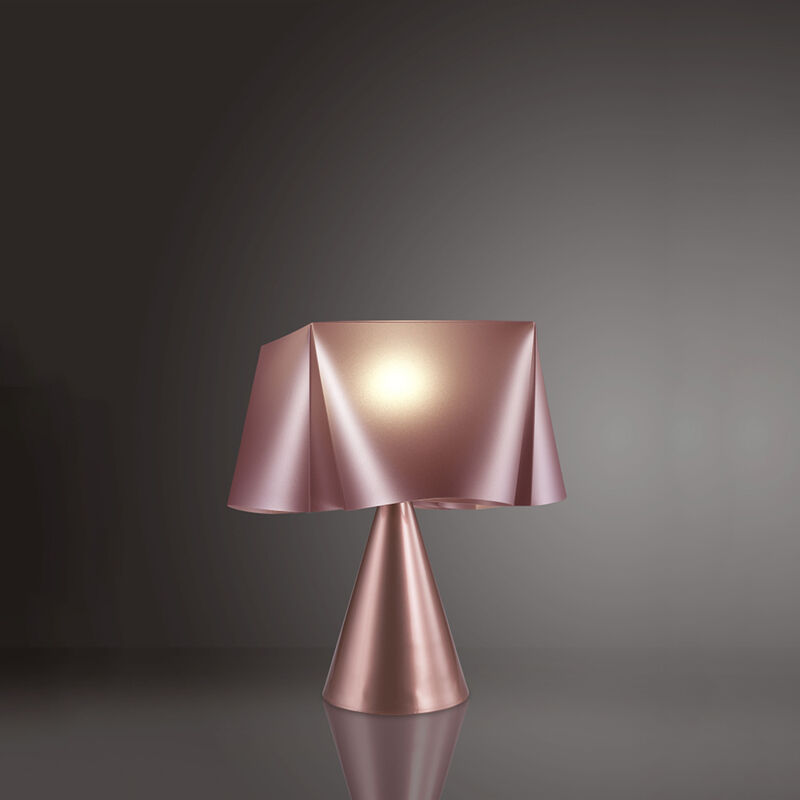 foto del prodotto lampada da tavolo a cono 1 luce wanda polilux rosa metallico d30 made in italy