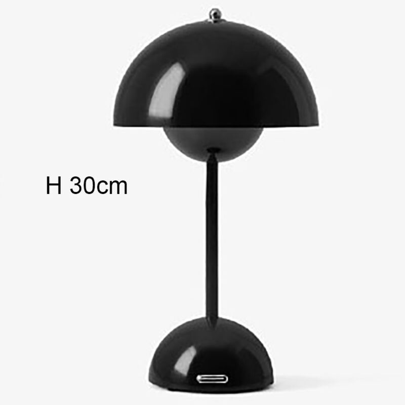 foto del prodotto lampada da tavolo a forma di fungo ricaricabile, lampada da scrivania, illuminazione da comodino per camera da letto, decorazione 1830 cm nero 