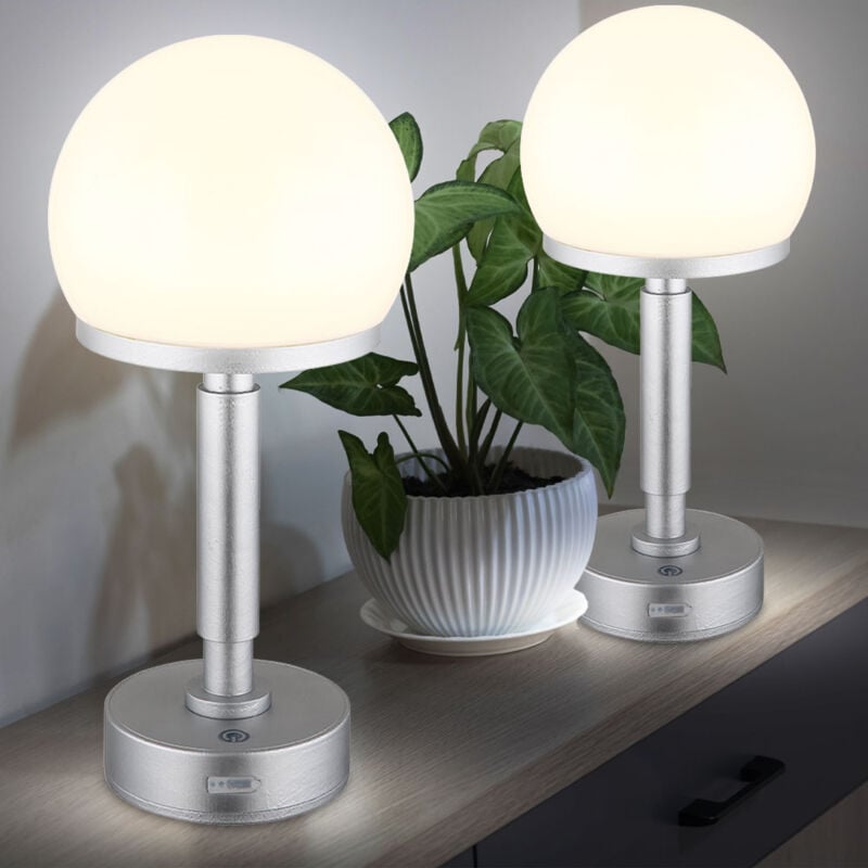 foto del prodotto lampada da tavolo a fungo argento lampada da tavolo touch dimmer lampada laterale ricaricabile lampada a fungo, usb c, led 1w 60lm bianco caldo, dxh