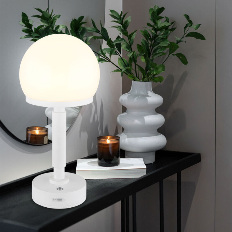 foto del prodotto lampada da tavolo a fungo bianca lampada da tavolo touch dimmer lampada laterale ricaricabile lampada a fungo, usb c, led 1w 60lm bianco caldo, dxh