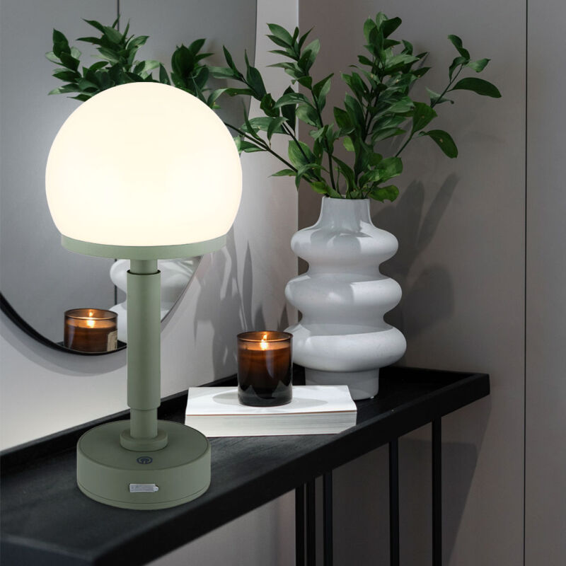 foto del prodotto lampada da tavolo a fungo verde lampada da tavolo touch dimmer lampada laterale ricaricabile lampada a fungo, usb c, led 1w 60lm bianco caldo, dxh