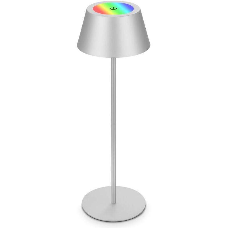foto del prodotto lampada da tavolo a led con batteria ricaricabile lampada da tavolo regolabile in altezza ip44 argento rgb per interni ed esterni