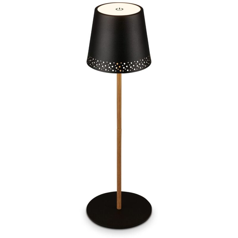 foto del prodotto lampada da tavolo a led con batteria ricaricabile lampada da tavolo regolabile ip44 nero legno rgb per interni ed esterni