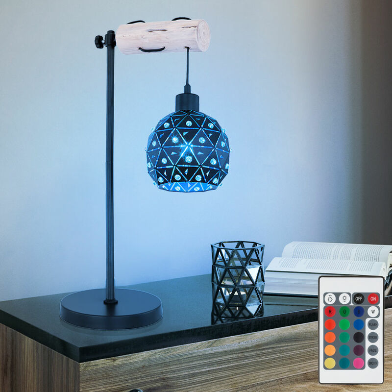 foto del prodotto lampada da tavolo a led dimmerabile con telecomando lampade da tavolo lampada da lettura oro nero regolabile in altezza, cambio colore rgb, cristalli