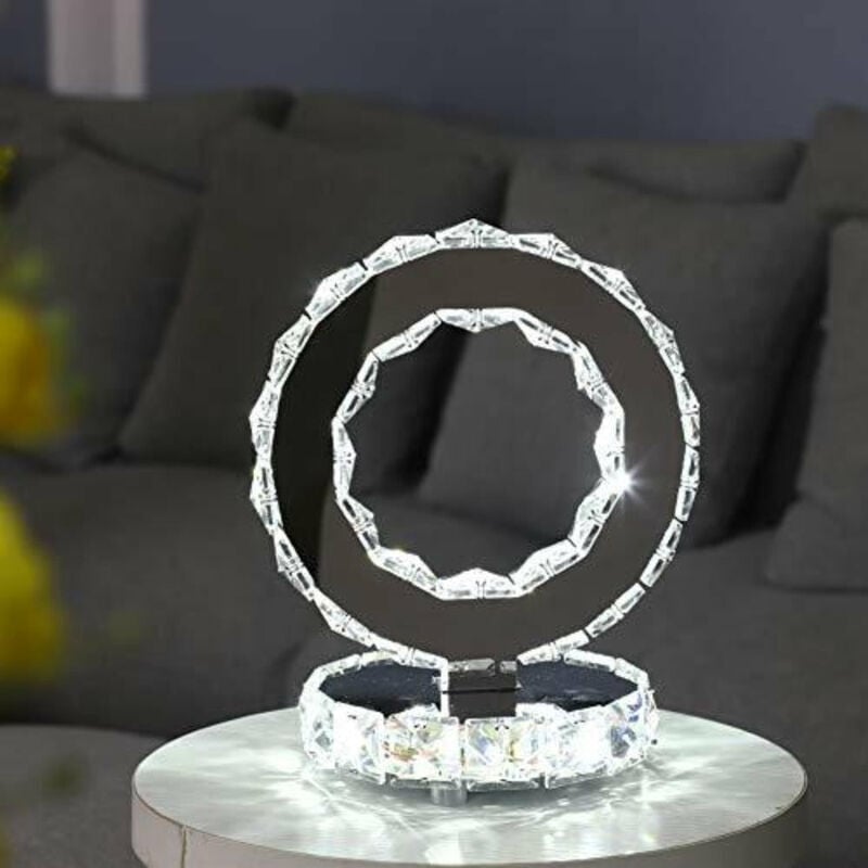 foto del prodotto lampada da tavolo a led in cristallo, elegante lampada da comodino decorativa, ideale lampada da notte per camera da letto, soggiorno, luce bianca