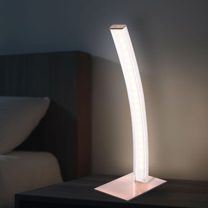 foto del prodotto lampada da tavolo a led, lampada ad arco, lampada da comodino, luce da lettura in rame, soggiorno, 1x 5w 360lm 3000k, lxh 15x 37 cm