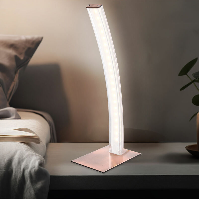 foto del prodotto lampada da tavolo a led lampada ad arco lampada da comodino rame lampada da lettura soggiorno, 1x 5w 360lm 3000k, lxh 15x 37 cm