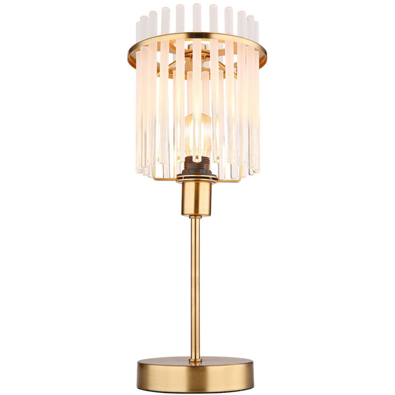 foto del prodotto lampada da tavolo a led lampada da comodino lampada da camera da letto lampada da soggiorno, aste in metallo oro vetro, 1x e14 retro led bianco