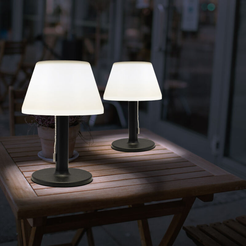 foto del prodotto lampada da tavolo a led lampada da esterno lampada solare lampada da giardino a 3 livelli, bianco nero, bianco caldo, dxh 20 x 28 cm, set di 2