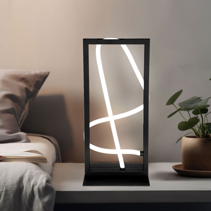 foto del prodotto lampada da tavolo a led lampada da tavolo lampada da soggiorno lampada da comodino luce laterale, metallo alluminio plastica nero bianco opale, 1x