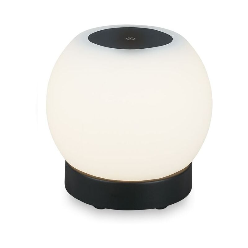 foto del prodotto lampada da tavolo a led ricaricabile dimmerabile in vetro senza fili touch 3w nera 16cm briloner