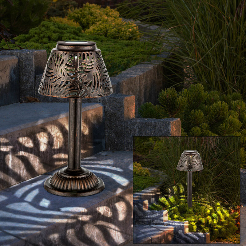 foto del prodotto lampada da tavolo a luce solare lampada da esterno lampada da patio a led con picchetto decorazione da giardino, rame, dxh 13,8x27 cm
