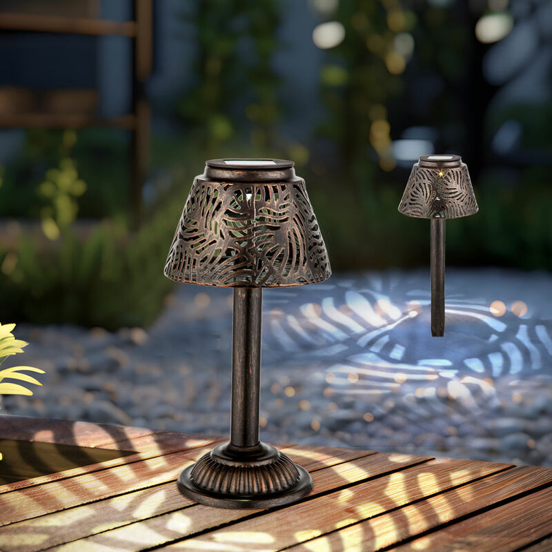 foto del prodotto lampada da tavolo a luce solare lampada da esterno lampada da patio a led decorazione da giardino con picchetto, rame, pxa 13,8x27 cm, set da 2