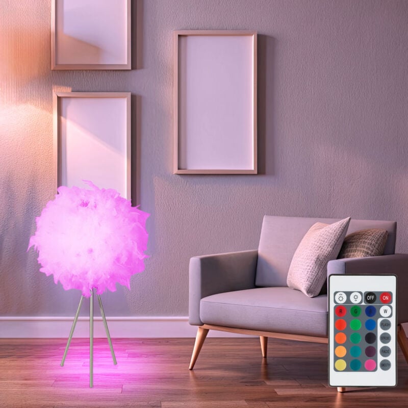 foto del prodotto lampada da tavolo a sfera a molla soggiorno luce da lettura a 3 gambe telecomando in set incl. lampadina led rgb