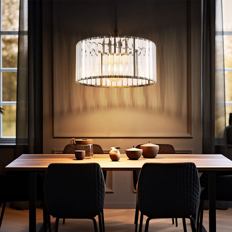 foto del prodotto lampada da tavolo a sospensione lampada da soggiorno in cristallo lampada a sospensione color fumo, metallo cristalli acrilici, led 7w 806lm bianco