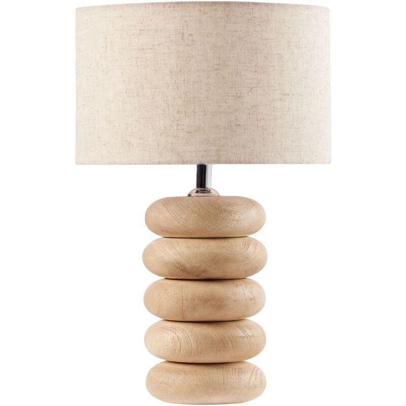 foto del prodotto lampada da tavolo a stelo con paralume in tessuto e base in in metallo beige chiaro betwa