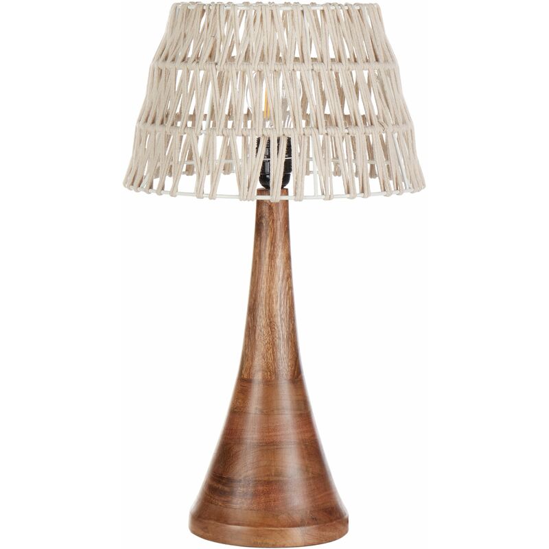 foto del prodotto lampada da tavolo a stelo con paralume in tessuto e base in in metallo beige pellejas