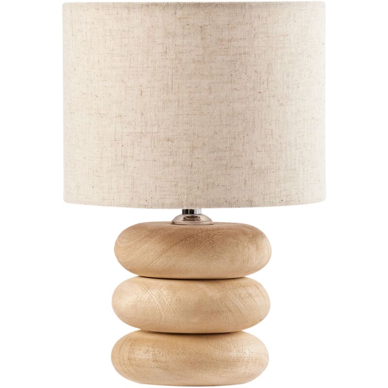 foto del prodotto lampada da tavolo a stelo con paralume in tessuto e base in in metallo marrone chiaro betwa